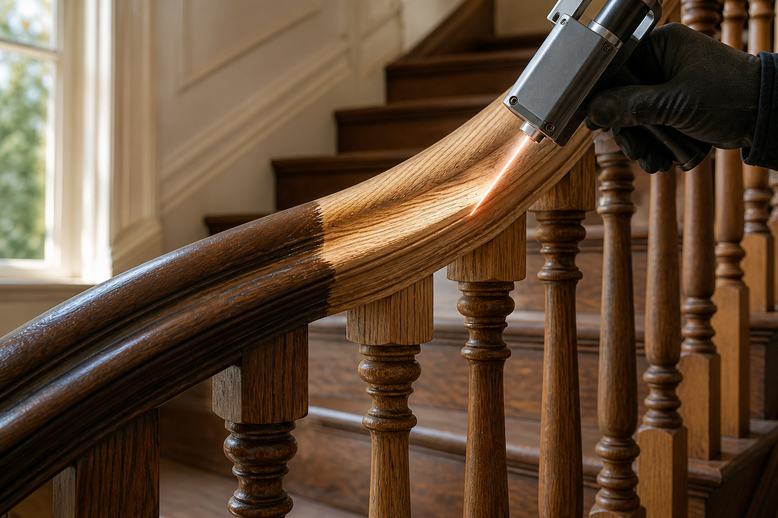 Banisters & railings laser cleaning example